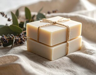 Stacked Eco Soap Bars with Dried Lavender and Eucalyptus