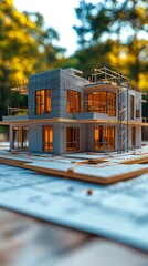 Background Image of Architects Office Showing Three Dimensional Building Modelling With Ai Driven Inspection Tools for Newly Constructed Residential Developments