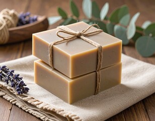 Stacked Eco Soap Bars with Dried Lavender and Eucalyptus