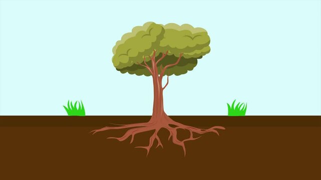 Tree Roots concept. Full length animation illustration. High quality&nbsp;4k&nbsp;footage