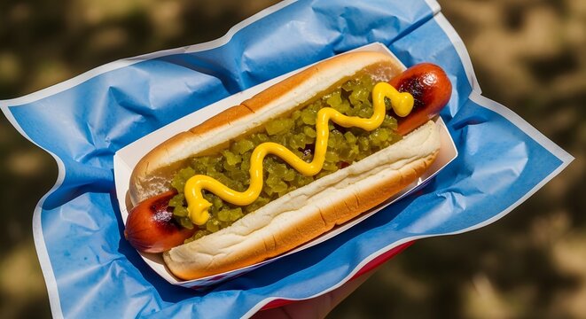 Celebrating Independence Day A Classic American Hot Dog, State Fair Food, Federal Holiday Feast
