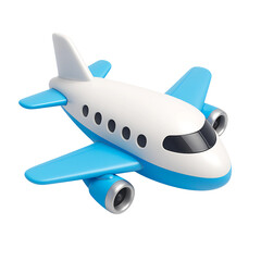 3D Cartoon Toy Airplane Icon Isolated on White