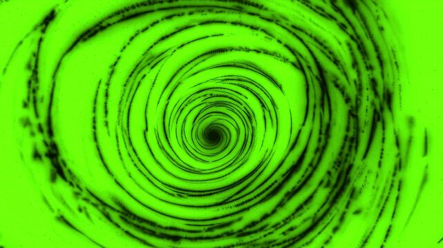 Bright neon green spiral with black swirl patterns forming a hypnotic vortex. Ideal for energy-based spells, alien technology visuals, or bold sci-fi transitions.