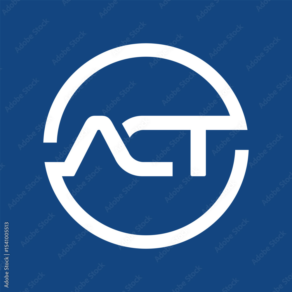 Fototapete the image shows a flat monogram logo design of an initial letter act inside a circle shape in white 