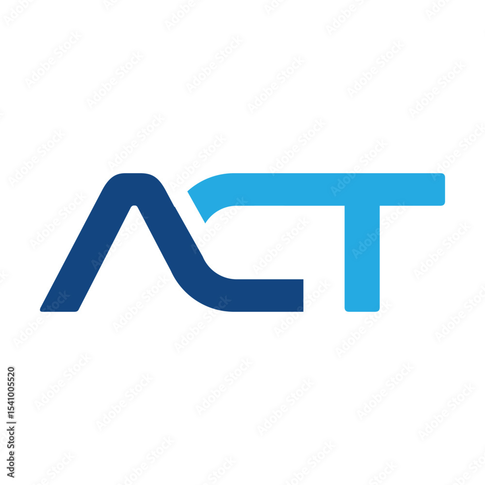 Fototapete the image shows a flat monogram logo design of an initial letter act in blue color that looks clean 