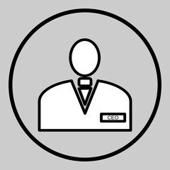 User profile icon with badge in minimal outline style.
