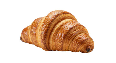 Golden Croissant Closeup View Perfect Texture Isolated on White
