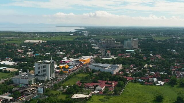 Aerial view of Bacolod is a coastal highly urbanized city in the Western Visayas region. Negros Occidental, Philippines.
