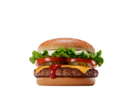 Hamburger Vector on Transparent Background - Fast Food Icon for Restaurant Logos, Menus & App UI Design