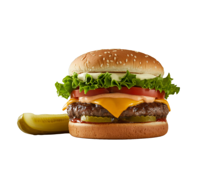 Hamburger Vector on Transparent Background - Fast Food Icon for Restaurant Logos, Menus & App UI Design