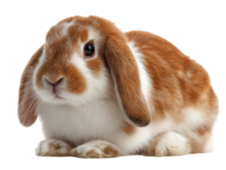 Isolated cute fluffy bunny, a small domestic mammal on white background