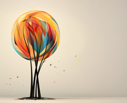 Abstract Tree Design, Modern Nature-Inspired Art, Botanical Graphic, Contemporary Tree of Life Concept