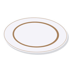 Flat plate with brown rim. Vector
