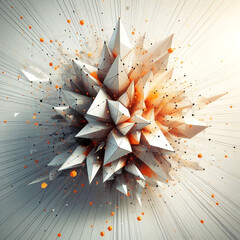 Abstract Geometric Explosion with Interconnected Lines and Orange Accents