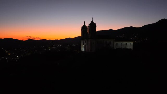 Drone view of the Church of S&atilde;o Francisco de Paula, inaugurated in 1898 - Ouro Preto, Minas Gerais, Brazil