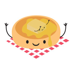 Cute muffin with butter. Vector