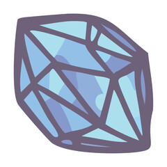 Faceted blue crystal gem. Vector