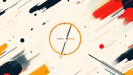 Minimalistic geometric clock with abstract shapes in dynamic colors highlighting urgency and time concept flash sale - Powered by Adobe