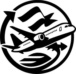 Airplane Travel and American Flag Emblem