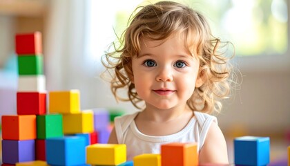 Child playing with colorful blocks (2)