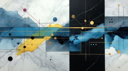 Abstract art piece with layered shapes and colors