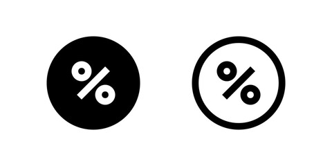 Percentage discount icon set for price cuts, promotions, and e-commerce
