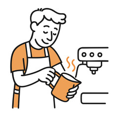 a barista steaming and frothing milk using a steam wand on an espresso machine