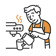 a barista steaming and frothing milk using a steam wand on an espresso machine