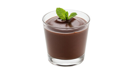 Rich Chocolate Mousse in Glass with Mint Garnish
