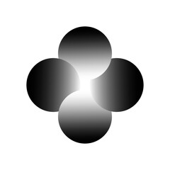 Dark flower emblem. Vector icon. Black gradient petals.