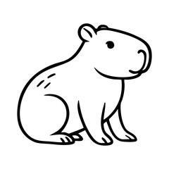 Minimalist line art illustration of a cute capybara in side view. Clean black outline on light background. Perfect for logo design, branding, stickers, icons, and modern decor.
