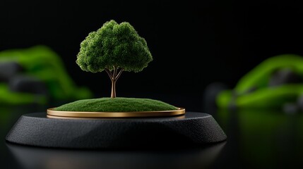 A solitary tree on a small hillock a symbol of nature and environmental concept.