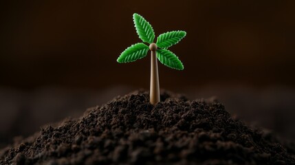 A tiny plant is growing from the soil symbolizing new life and potential for future growth.