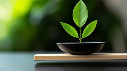 A young plant in a bowl symbolizes growth renewal and the beauty of nature.