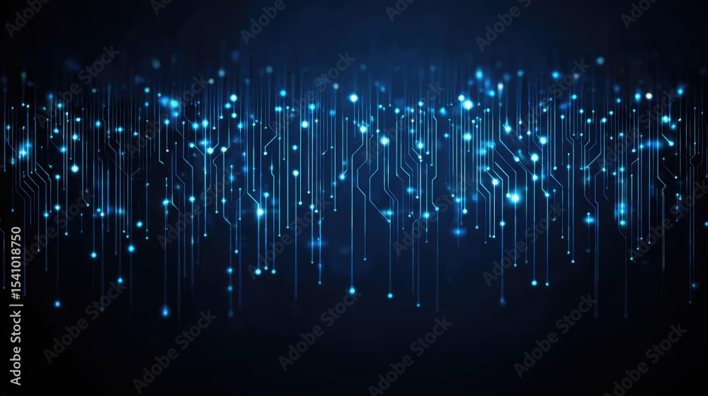 Poster modern blue gradient background with circuit pattern and glowing tech nodes