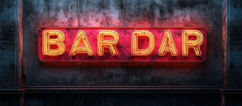 Bardar Neon Sign: Glowing Retro Bar Sign on Rustic Wall