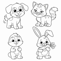 Obraz premium Cute Animal Outlines Set