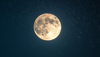 Full moon in the night sky with stars. 3D Rendering