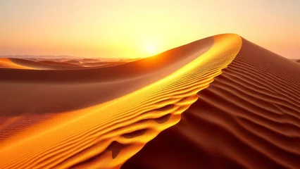 Fototapeten Sand dunes at sunset in desert landscape © PixelVision Studio