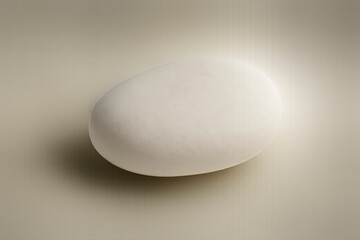 A simple studio shot of a white oval object on a neutral background