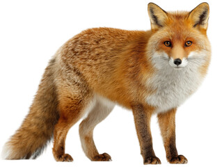 Fototapeta premium Fox in nature lush forest environment wildlife viewpoint natural beauty cut out png