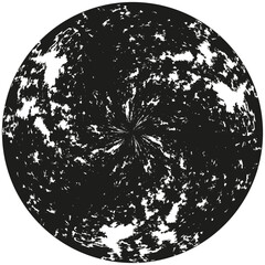 Textured planet icon. Grunge sphere shape. Black circular figure. Abstract vector orb.