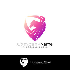 Eagle logo and shield design vector, logo of a strong defense