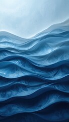 Obraz premium Abstract Blue Wave Symphony: A Serene Deep Ocean's Embrace