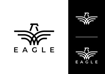 minimalist eagle line art logo vector design