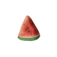 Watercolor Gouache Illustration of Watermelon slice - Clipart PNG