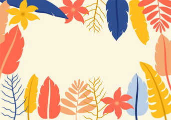 Fototapeta premium Spring Flat Flower Tropical Leaves Background