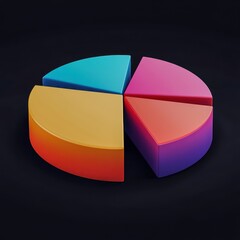 Fototapeta premium A sleek pie graph icon with vibrant segments in a professional studio