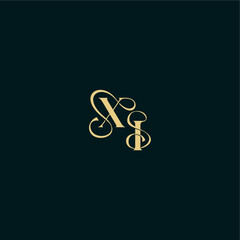 Obraz premium XI letter elegant and curvy style monogram wedding logo initial bold concept design