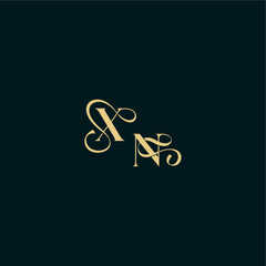 XN letter elegant and curvy style monogram wedding logo initial bold concept design